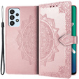 Zestaw Etui z Klapką do Samsung Galaxy A53 5G, Mandala, Różowe rose gold + Szkło
