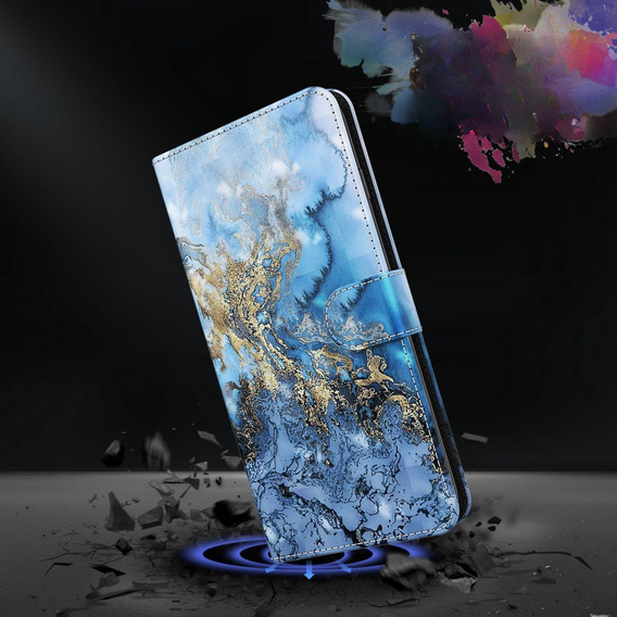 Etui z klapką do Oppo A17, Wallet, Marble niebieskie