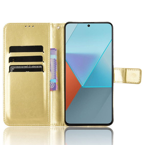 Etui z klapką do Xiaomi Redmi Note 13 Pro 5G, Crazy Horse Wallet, złote