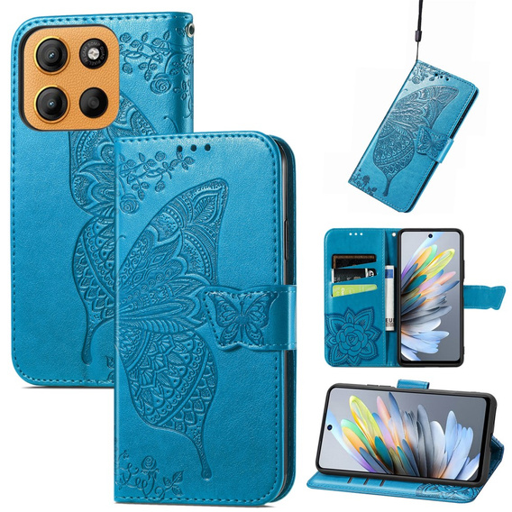 Etui z klapką do Motorola Moto G15 / Motorola Moto G15 Power, Butterfly, niebieskie