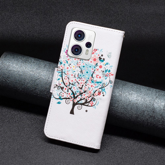 Etui z klapką do Motorola Moto G53 5G / G23 / G13, Wallet, Colorful Tree białe