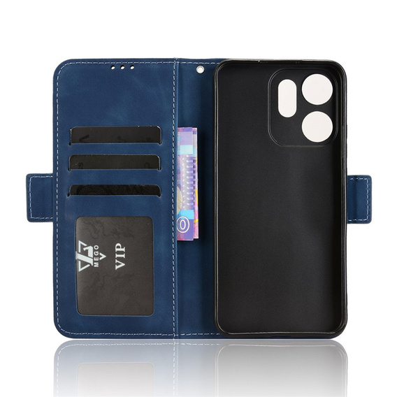 Etui z klapką do Oppo Reno 14F, Card Slot, portfelowe, granatowe
