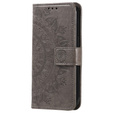 Etui z klapką do Samsung Galaxy A15, Mandala Flower, szare + szkło 9H