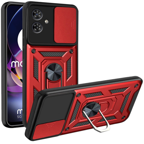 Etui pancerne do Motorola Moto G54 5G, CamShield Slide, czerwone