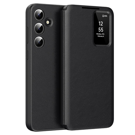 Etui z klapką do Samsung Galaxy S24 FE, Smart View Wallet, czarne