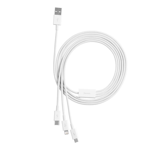 Baseus kabel 3w1 Superior 1,5 m USB-Lightning-USB-C-Micro USB - Biały