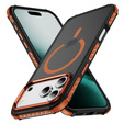 Etui Matt Case do iPhone 17 Pro, pancerne, do MagSafe, przydymione z pomarańczowymi bokami