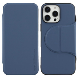 Etui z klapką do iPhone 16 Pro Max z MagSafe, odczepianymi pleckami, kieszonką na kartę i podstawką – niebieskie