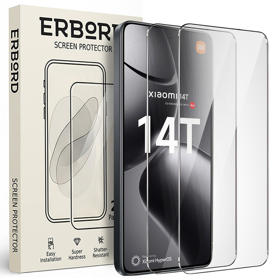 2x Szkło Hartowane ERBORD 9H Hard Glass do Xiaomi 14T / 14T Pro – codzienna ochrona w eleganckim wydaniu
