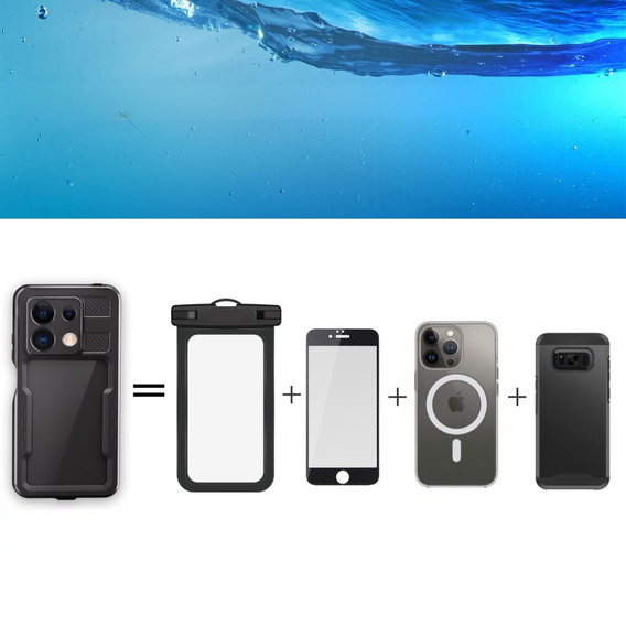 Etui Wodoodporne IP68 do Xiaomi Redmi Note 13 5G, Redpepper, czarne
