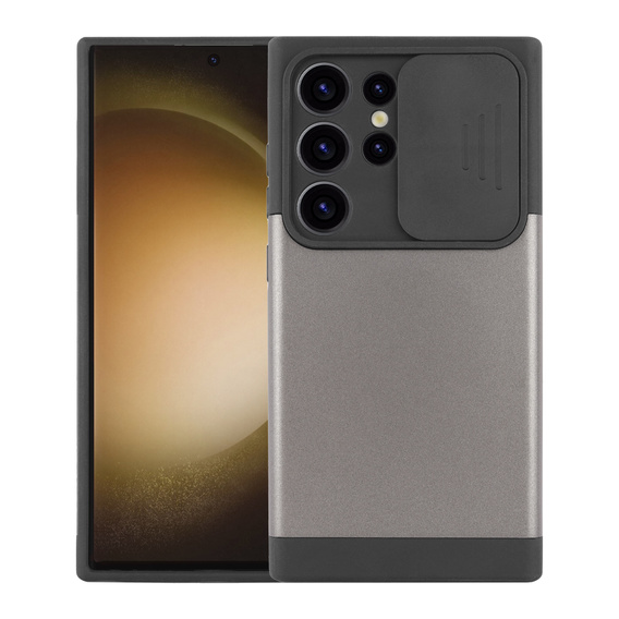Pancerne etui do MagSafe na Galaxy S24 Ultra, ERBORD MagProtect Cam Slider, szare gunmetal