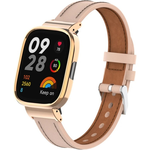 Pasek Skórzany do Xiaomi Redmi Watch 3 Active, Różowy