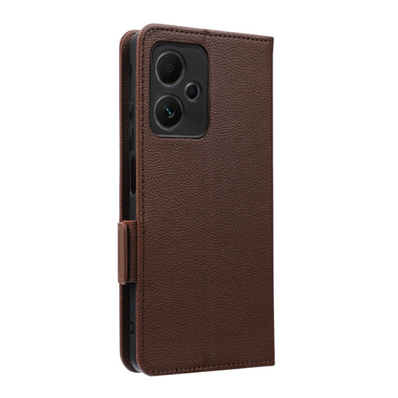Etui z klapką do Xiaomi Redmi Note 12 5G / POCO X5 5G, Wallet Litchi Magnet, brązowe