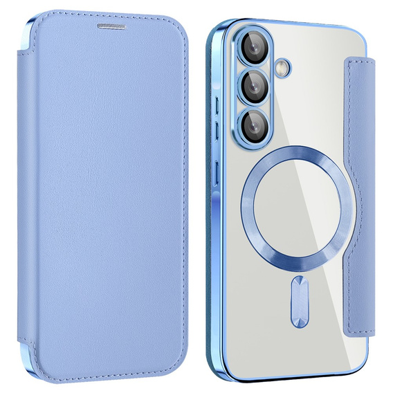 Etui z klapką do Samsung Galaxy A36 5G, RFID Wallet MagSafe z ochroną aparatu, niebieskie
