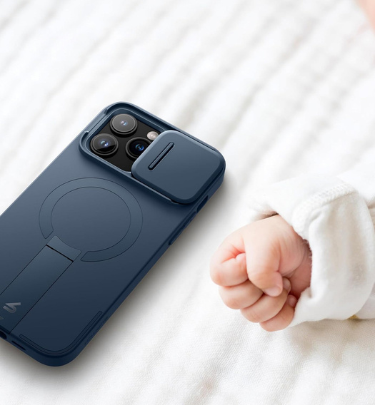 Magnetyczne etui ochronne SURITCH z podstawką i osłoną aparatu – do iPhone 14 Pro Max - niebieskie