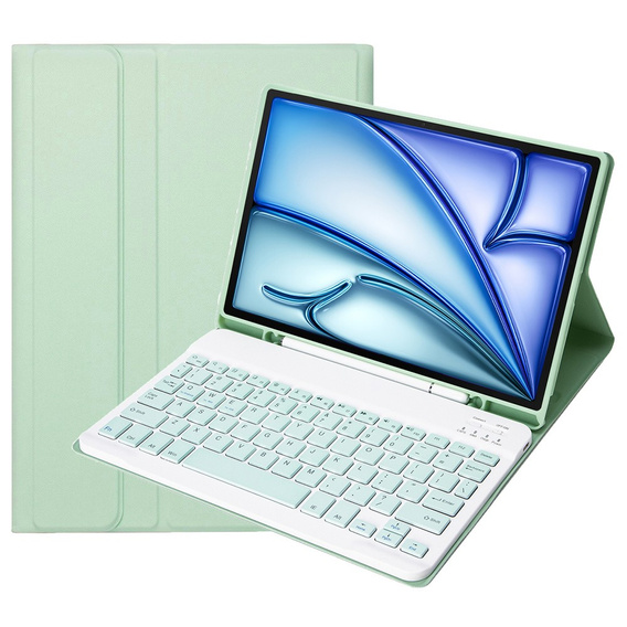 Etui z klawiaturą do iPad Air 11" 2025/2024 (7/6 gen.), Leather Pen Slot, jasnozielone