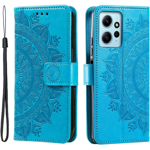 Etui z klapką do Xiaomi Redmi Note 12 4G, Mandala, niebieskie