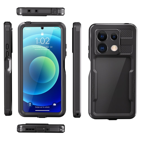 Etui Wodoodporne IP68 do Xiaomi Redmi Note 13 5G, Redpepper, czarne