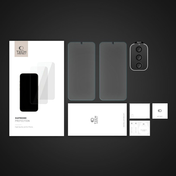 2x Szkło Tech-Protect + szkło na aparat, Supreme set, do Samsung Galaxy S24, przezroczyste