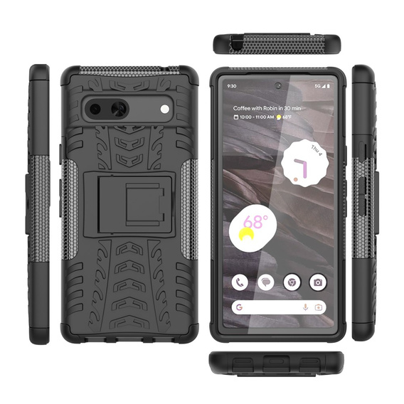 Etui do Google Pixel 7a, pancerne z podstawką, Kickstand Shockproof, Czarne