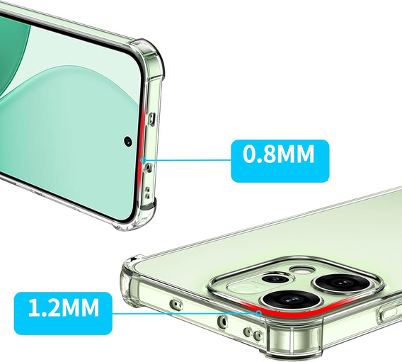 Etui do Oppo Reno 14, wzmocnione, z ochroną aparatu, przezroczyste