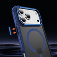 Etui Matt Case do iPhone 17 Pro, pancerne, do MagSafe, przydymione z niebieską bokami