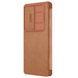 Etui z klapką NILLKIN do Samsung Galaxy S25 Ultra, CamShield Qin Pro, skórzane, brązowe
