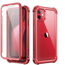 Etui do iPhone 11, Dexnor Full Body Rugged, przezroczyste / czerwone