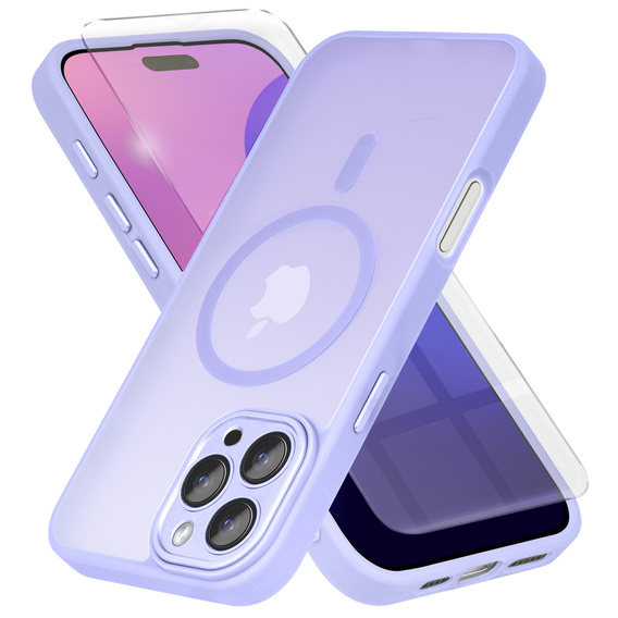 Etui do iPhone 16 Pro, do MagSafe, ERBORD Matt Case, fioletowy + Szkło na ekran