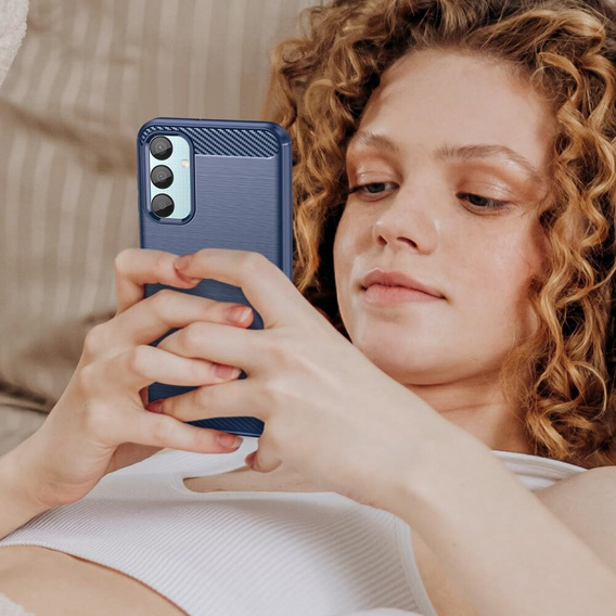 Etui do Samsung Galaxy M15 5G, Carbon, niebieskie