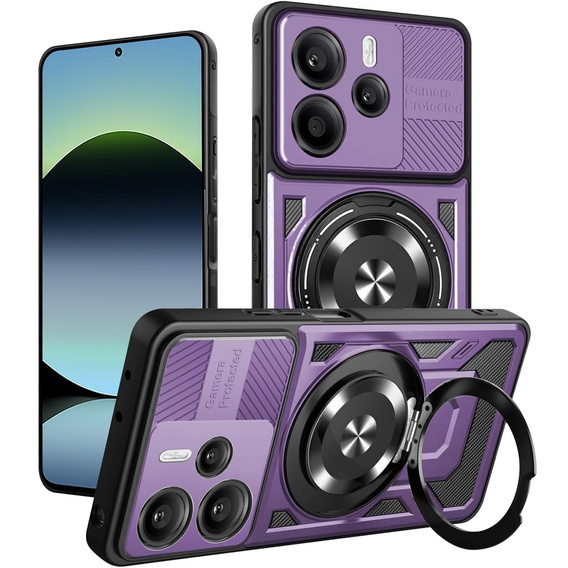 Etui Pancerne z Podstawką do Xiaomi Redmi Note 14 4G – Fioletowe