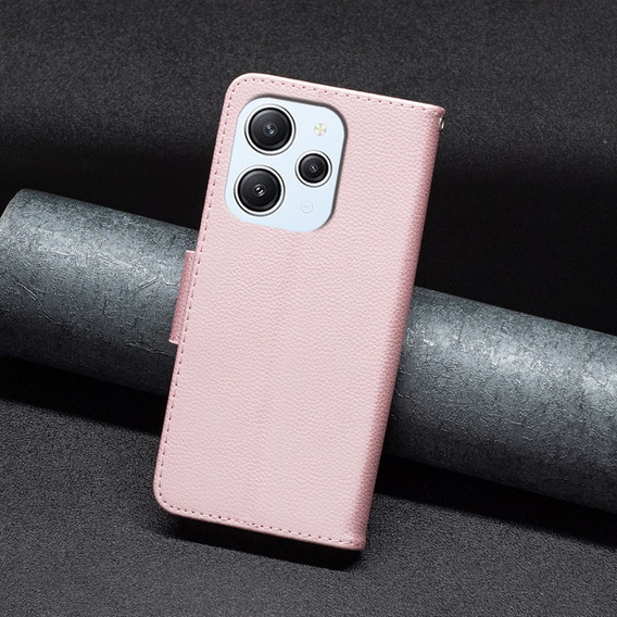 Etui z klapką do Xiaomi Redmi 12 4G, Wallet Litchi Magnet, różowe rose gold