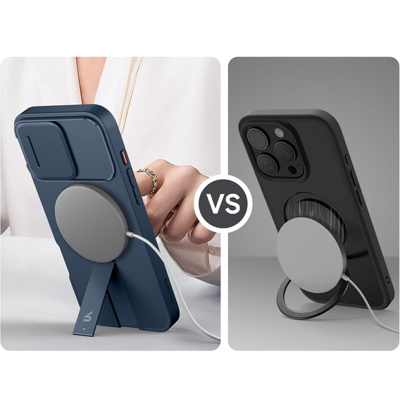 Magnetyczne etui ochronne SURITCH z podstawką i osłoną aparatu – do iPhone 16 Pro Max - niebieskie