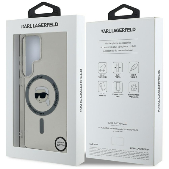 Etui Karl Lagerfeld do Samsung Galaxy S25 Ultra, IML Ikonik MagSafe, czarne\przezroczyste