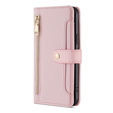 Etui z klapką do Oppo Reno8 T 4G, Wallet Zipper Pocket, różowe