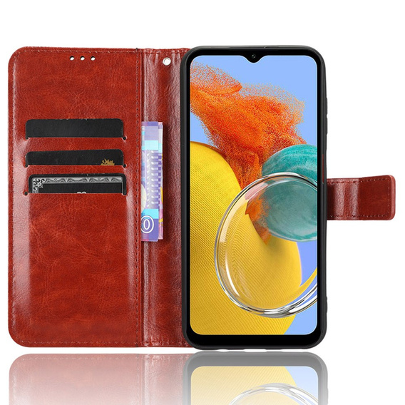 Etui z klapką do Samsung Galaxy M34, Crazy Horse Wallet, brązowe