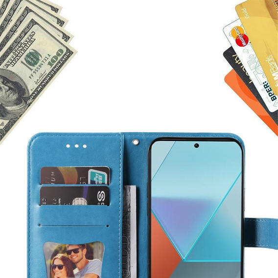 Etui z klapką do Xiaomi Redmi Note 13 Pro 5G, Mandala, niebieskie