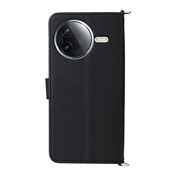 Etui z klapką do Xiaomi Poco F7 Pro / F7 Ultra, Crossbody Leather Wallet, czarne