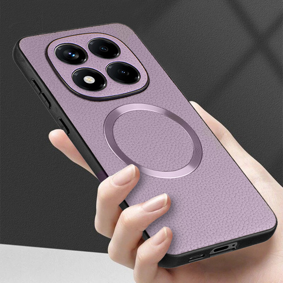 Etui do Xiaomi Redmi Note 14 Pro 5G, Leather Hybrid MagSafe, fioletowe