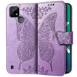 Etui z klapką do Realme C21Y / C25Y, Butterfly, fioletowe
