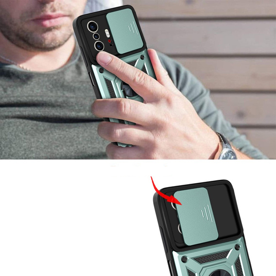 Etui pancerne do Xiaomi 11T / 11T Pro, CamShield Slide, zielone