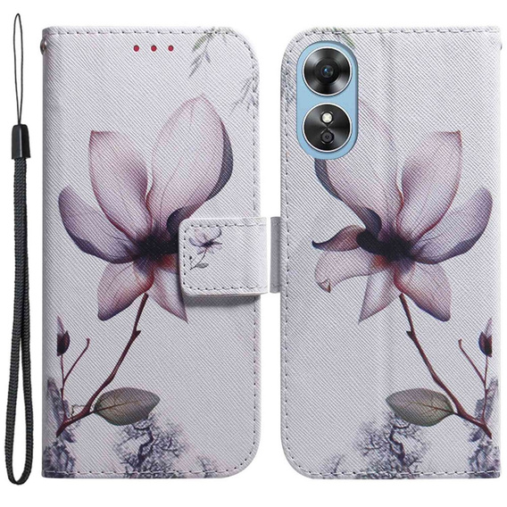Etui z klapką do Oppo A17, Wallet, Flower białe