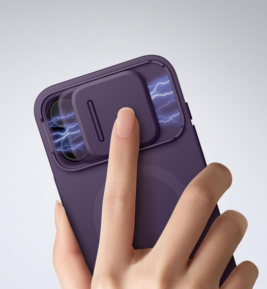 Magnetyczne etui ochronne SURITCH z osłoną aparatu i podstawką – do iPhone 16 Pro Max - fioletowe