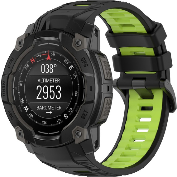 Pasek silikonowy do Garmin Instinct 3 Solar / Instinct 3 AMOLED 50 mm, sportowy – czarno-zielony