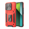 Etui pancerne do Xiaomi Redmi Note 13 Pro 5G, CamShield Slide, czerwone + Szkło Hartowane 9H
