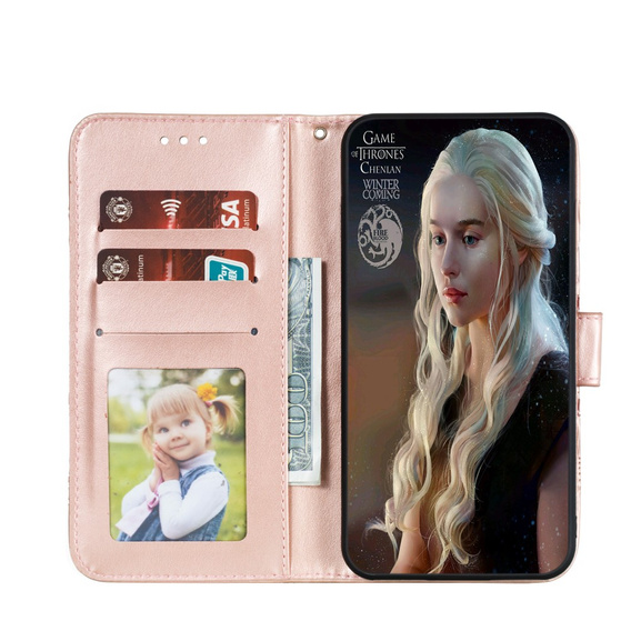 Etui z klapką do Xiaomi Redmi Note 9s/ 9 Pro, Mandala, różowe rose gold