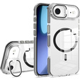 Etui do iPhone 17 Air, do MagSafe, z podstawką, transparentne z czarnymi wstawkami