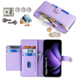 Etui z klapką do Oppo Reno 13, Wallet Zipper Pocket, fioletowe