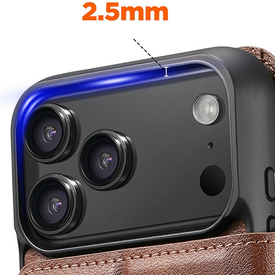 Etui z klapką 2w1 do iPhone 17 Pro Max, SUTENI, do MagSafe, brązowe