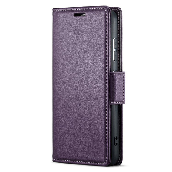 Etui do Realme 14 Pro+ 5G, ERBORD Glossy Litchi, portfel z klapką, fioletowe